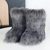 Fashion Luxury Winter Women Long Plush Warm Snow Boots Casual Shoes New Suede Fur Chelsea Ankle Boots Flats Platform Ladies Thick Bottom Fashion Shoes