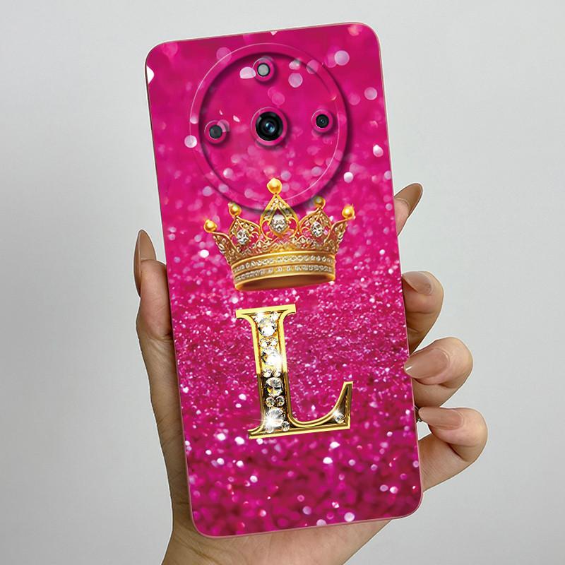 For Realme 11 Pro Plus 5G Fashion Initial Letter Couple Phone Case for Realme 11Pro 11 Pro+ Soft Silicone Lens Protective Casing