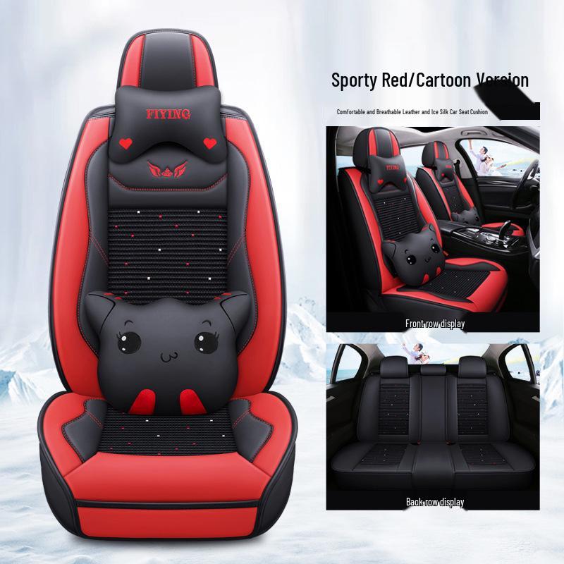 Universal Leather Cartoon Car Seat Covers for All Seasons - Compatible with Reina, MG, K3, K5, Elantra