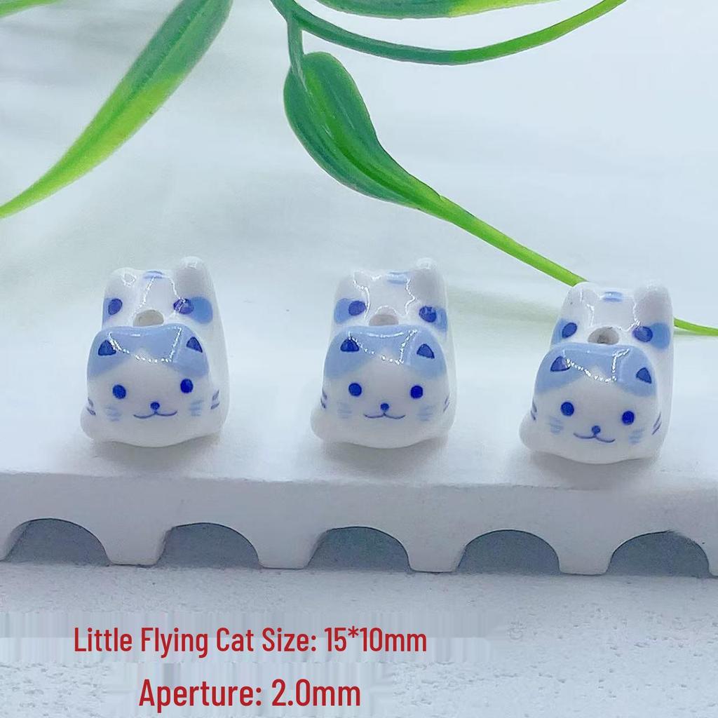 Colorful Cute Kitten Ceramic Beads for DIY Jewelry & Lucky Cat Pendants