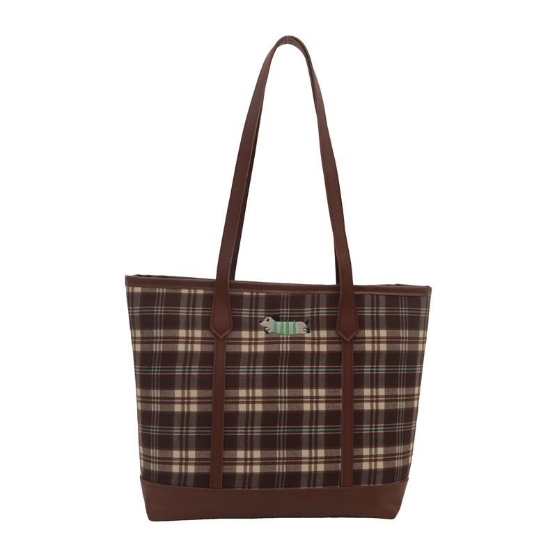 Stylish Large Capacity Tote Bag For Women With Trendy Plaid Design And Versatile Carry Options