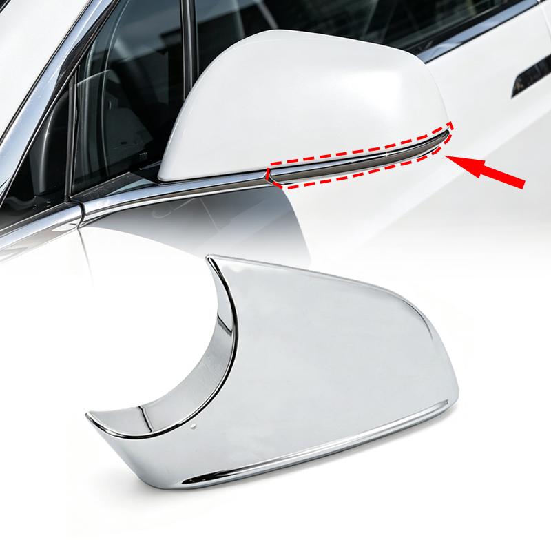 Cache Inférieur de Rétroviseur Extérieur Chrome Brillant Gauche 2177.3005 Droite 2177.3006 Compatible Tesla Model X 2016-2021 Boîtier Bas de Rétroviseur