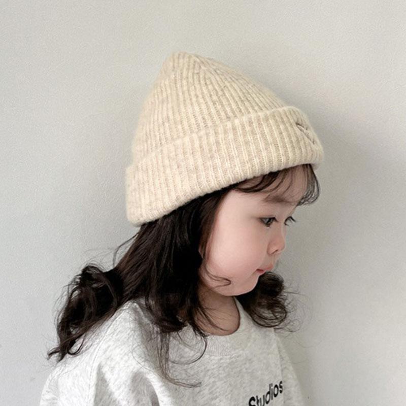 Children Embroidery Heart Winter Beanie Hat Girls Boys Knitted Woolen Warm Cap Versatile Anti Cold Windproof Pullover Bonnet