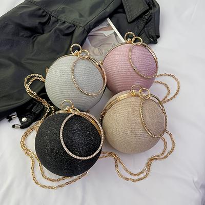 Chic Round Handbag Evening Bag Women'S Round Single Shoulder Crossbody Bag For Parties Dances Weddings
