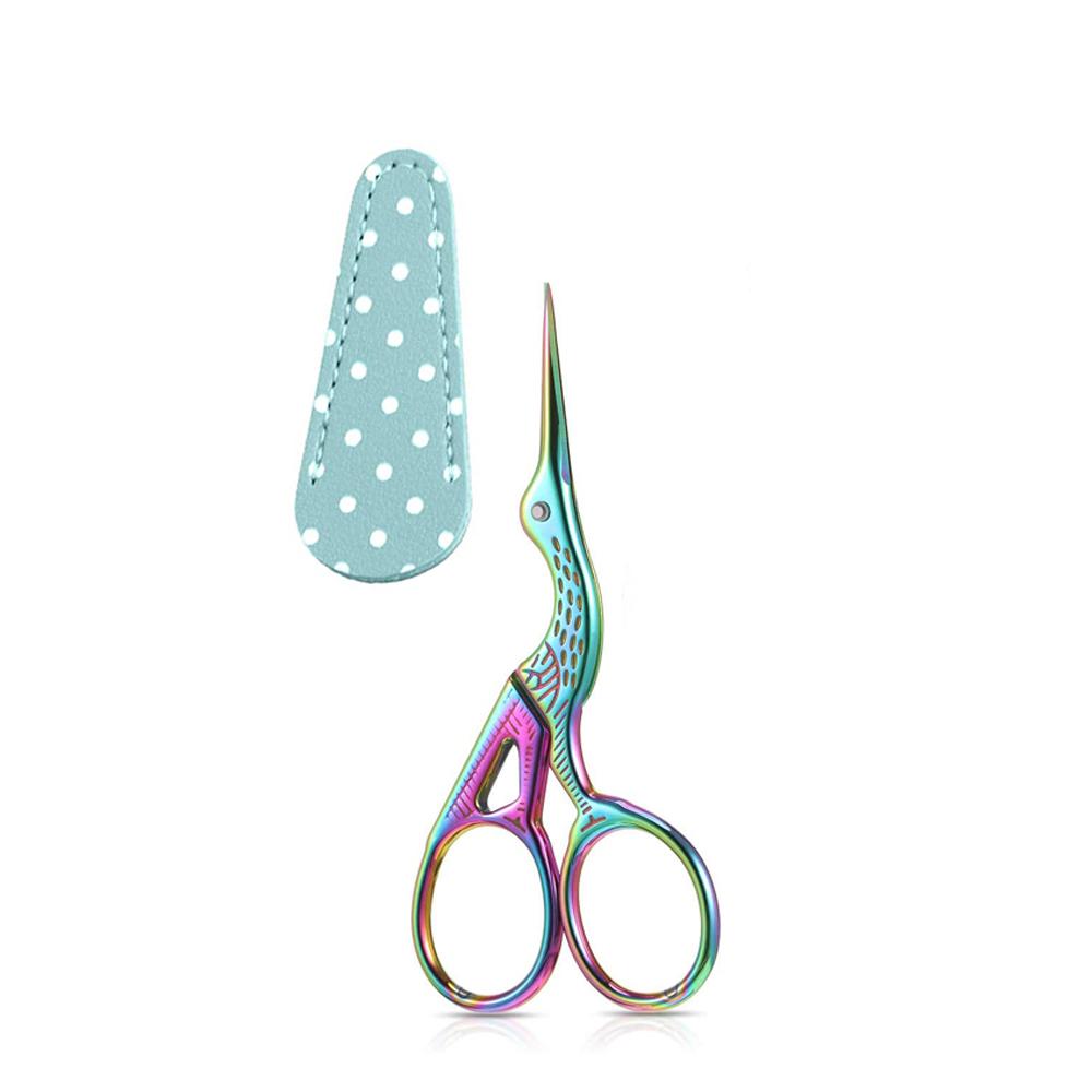 

Sewing Embroidery Stork Scissors with Leather Cover Stainless Steel Crane Shape Sewing Scissors for Needlework Handicraft Tools