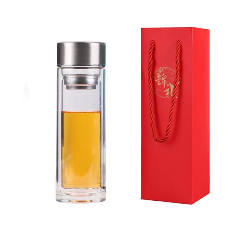 Xiao Yue Ya 320ml Double Wall Glass Tea Infuser Bottle