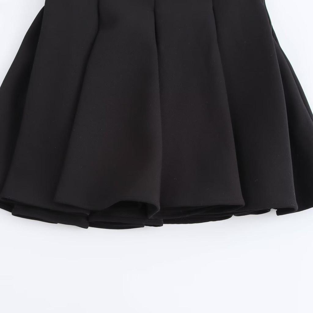 2025 Spring Women's V-Neck Slim Top & Pleated Midi Skirt Set