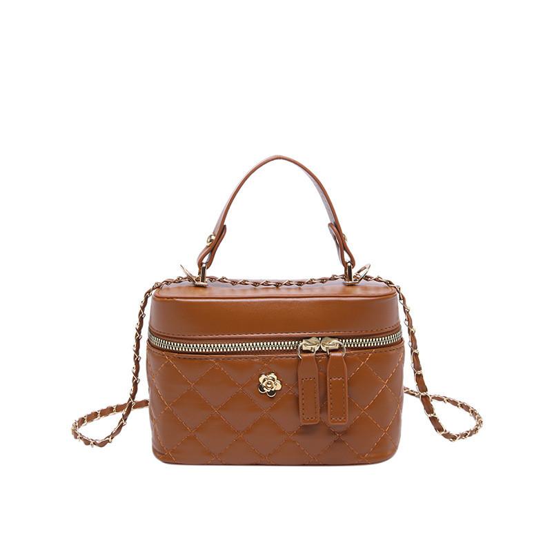 Modern Urban Simple Plaid Design Handbag For Women Featuring Durable Pu Material коричневый