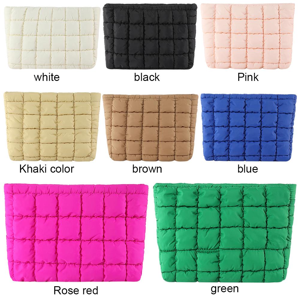 Quilted Travel Makeup Pouch Puffy Makeup Organizer Storage Bag with Zipper Cosmetic Organizer Case for Women and Girls
