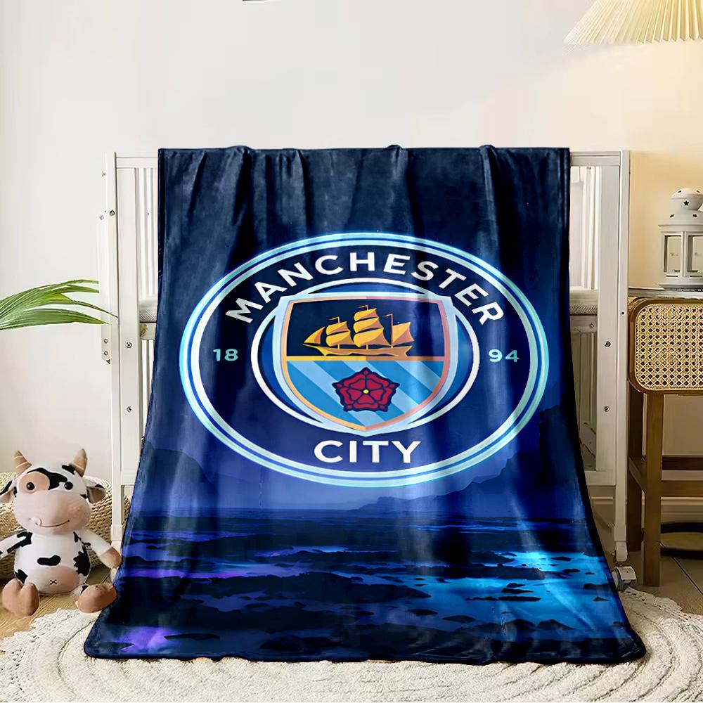 Manchester City Designed Flannel blanket for bedroom, living room, sofa, and nap