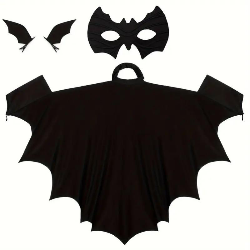 New Halloween Bat Sleeve Cape Catwoman Black Cape with Eye Mask Children's Performance Props Bat Cape
