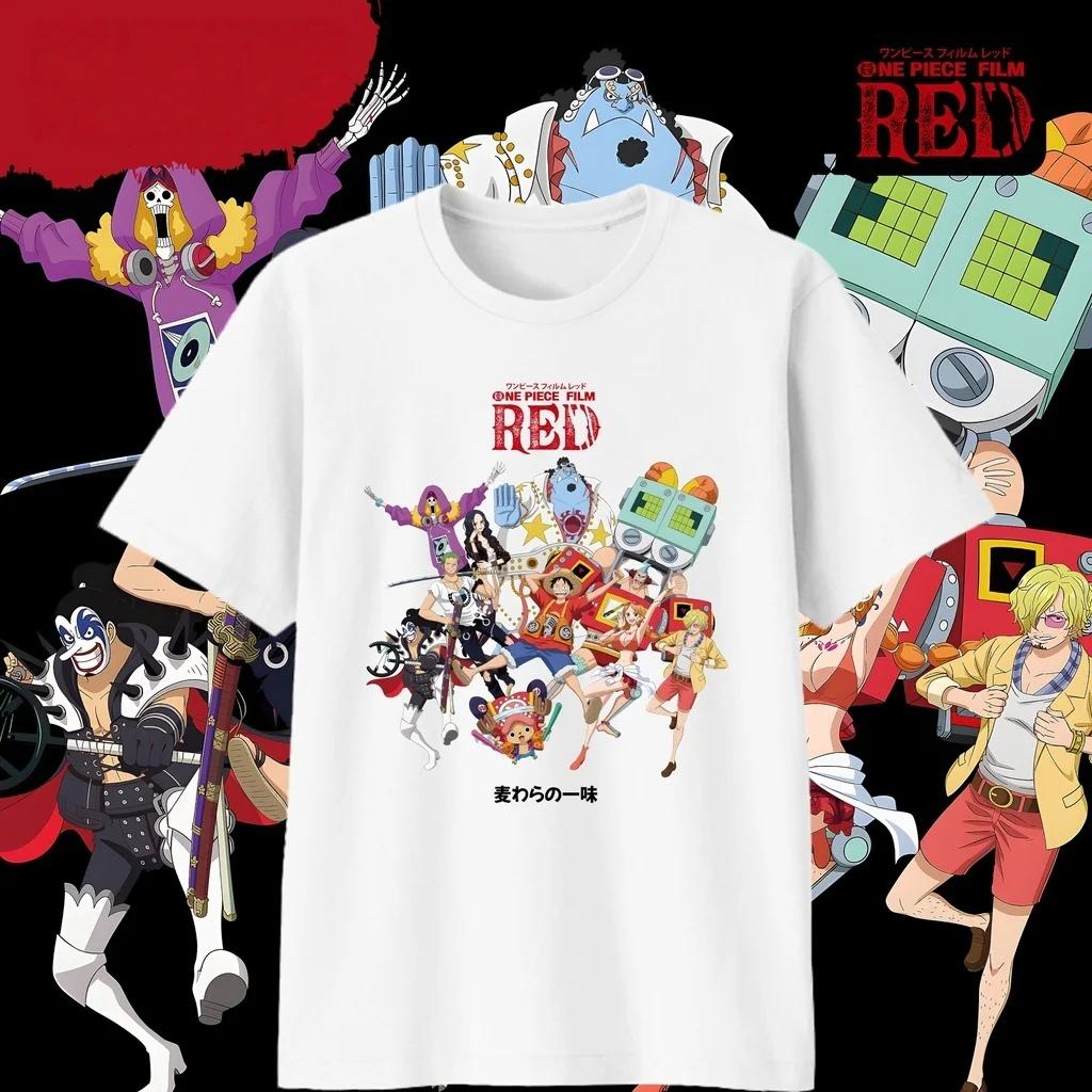 

2026 New Fashion ONE PIECE Anime ONE PIECE FILM RED Y2k Graphic TShirt Men Women Breathable High Quality Japanese Soft Clothe... S разноцветный
