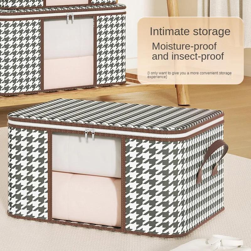 1/2pcs Large Capacity Clothes Quilt Storage Bag Non-woven Fabric Closet Organizer Dust-proof Moisture-proof Packaging 50/75L