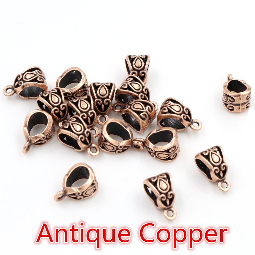 

20pcs 13x8x8mm Beads Bails Pendants Jewelry Making DIY Necklace Silver Plated Gold Black Beads Bails Pendants Charm Beads Bails
