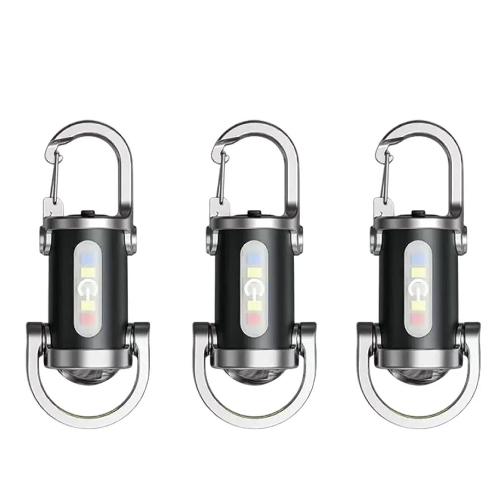Mini Flashlight Multifunctional COB LED Keychain Flashlight USB Rechargeable Ultralight Camping Flashlight for Outdoor Emergency