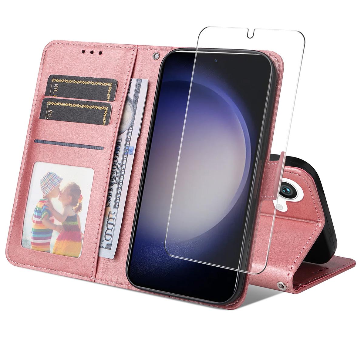 

Для Samsung Galaxy S24+/Galaxy S25+ Кошелек-чехол из ПУ-кожи ENKAY HAT PRINCE Чехол-подставка для телефона с закаленным стеклом A