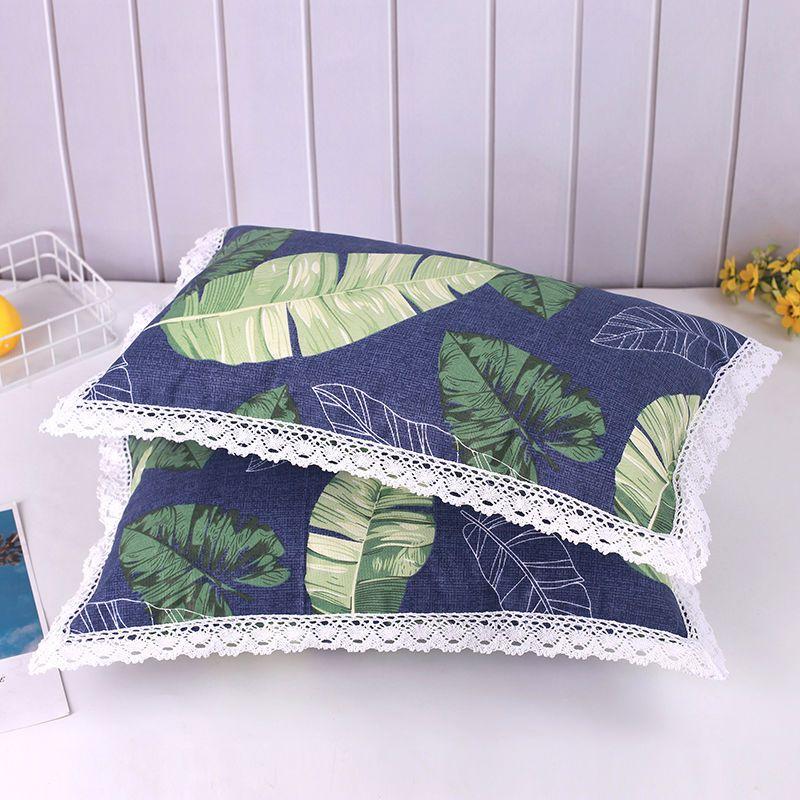 Thickened Pure Cotton Old Coarse Fabric Lace Pillowcase, A Pair of Student and Children's Dormitory Cotton Pillow Covers