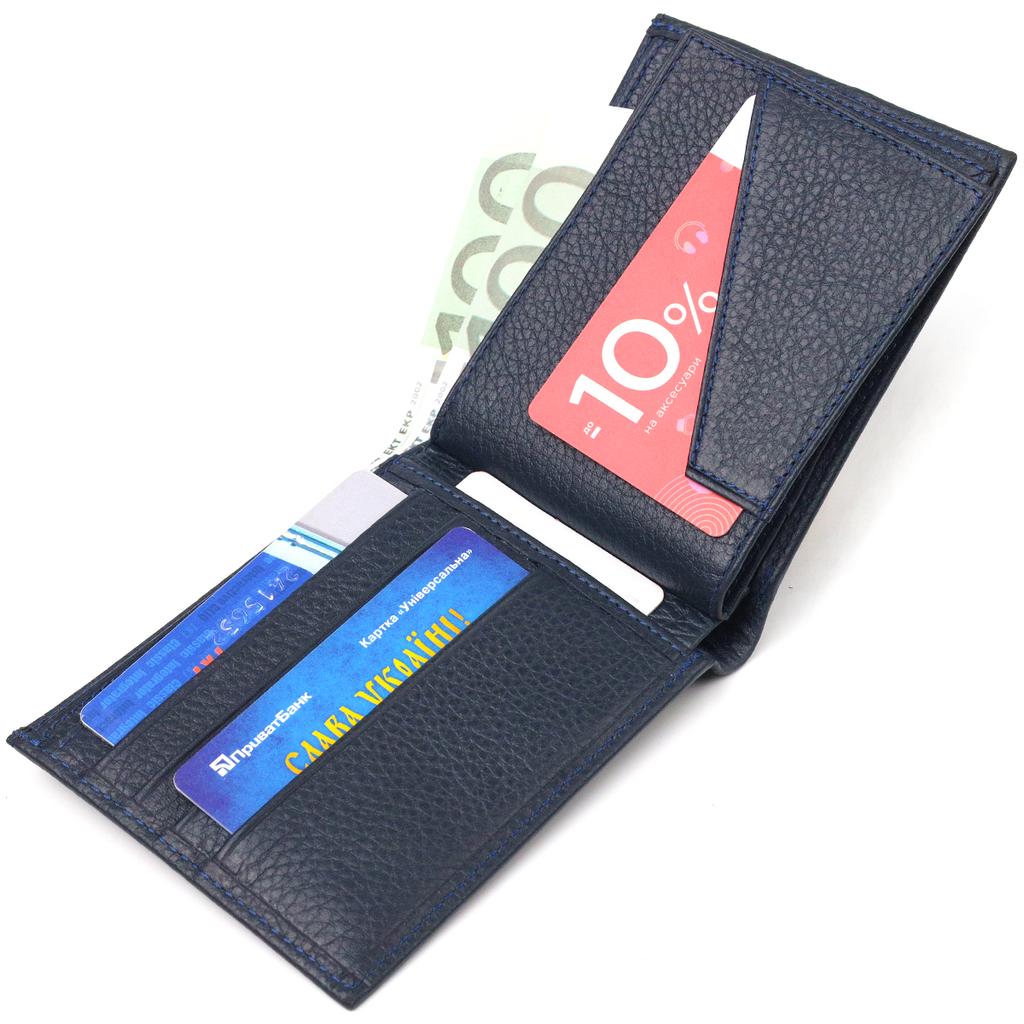 Capacious Men's Bifold Wallet Made of Genuine Leather Flotar CANPELLINI Purse 21581 Blue