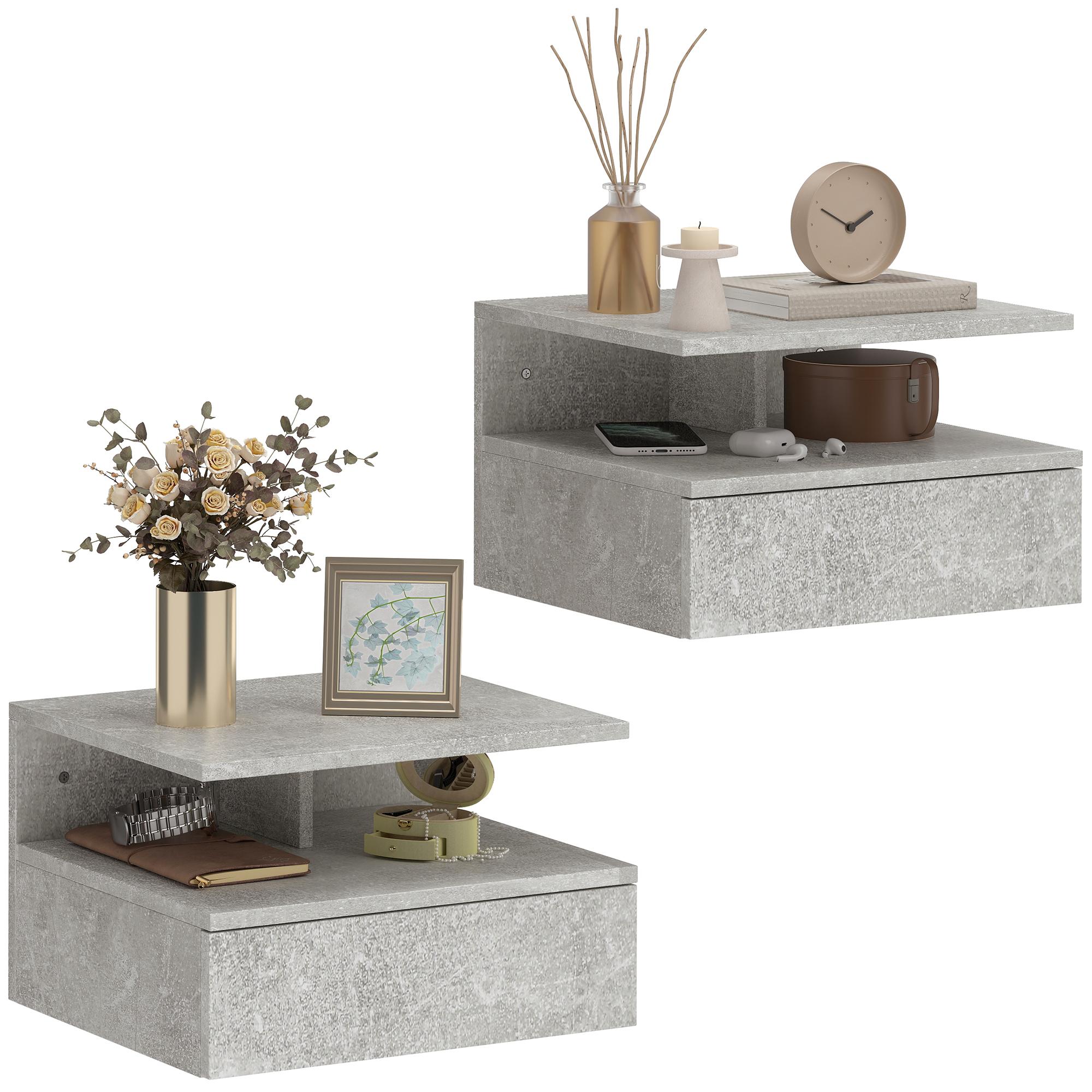 Set of 2 Wall-Mounted Nightstands with