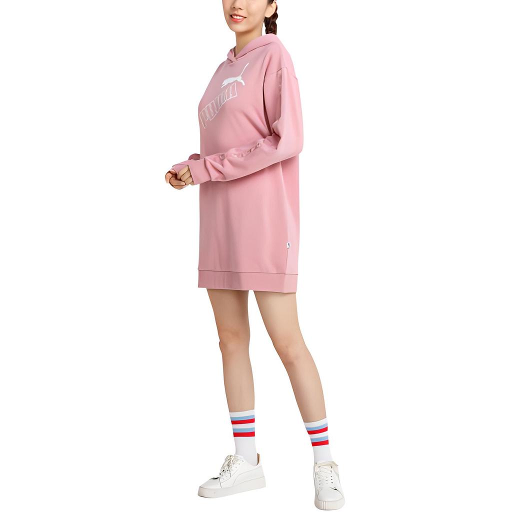 Puma Breathable Dry Hooded Versatile Long Sleeve Dress Women dresses Pink Purple 586594-16