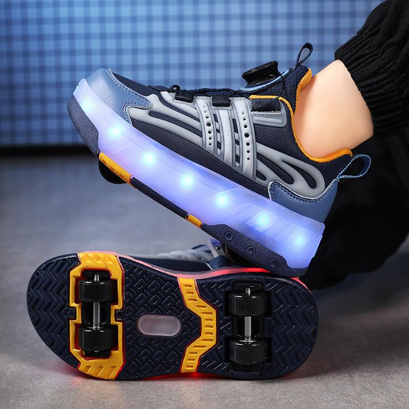 Classmate runaway shoes pulley boys can walk skating sneakers girls students four-wheel charging luminous shoes