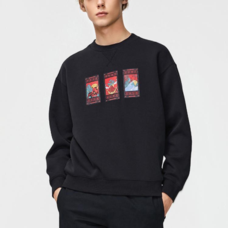 Li Ning Sports Fashion Series Casual Pullover Sweatshirt Men Sweatshirt Black AWDR021-1