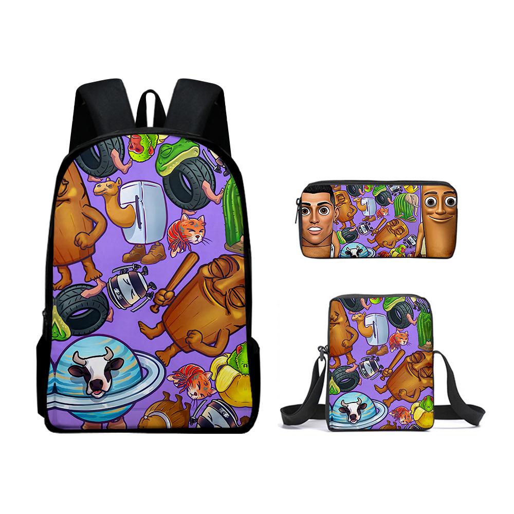 High-end Ice Plus fire Soccerly Foot Ball 3D Design 3pcs/Set Learner Bags Everyday Laptop Knapsack Backpack Sling Carry Tote Pencil Pouch