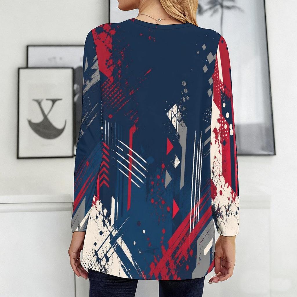 Womens Plus Size Long Sleeve Pocket Tee Loose Casual Soft Daily Wear Top