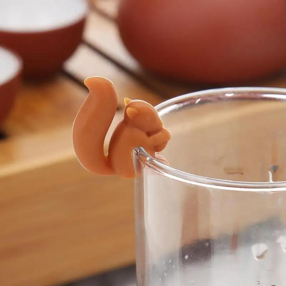 5pcs Silicone Squirrel Shaped Tea Bag Holder Candy Color Tea Bag Clip  Afternoon Tea