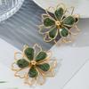 White Green Flower Stud Earrings For Women Girls Geometric Oil Drop Earring Accessories Holiday Party Gift Fashion Jewelry Gifts