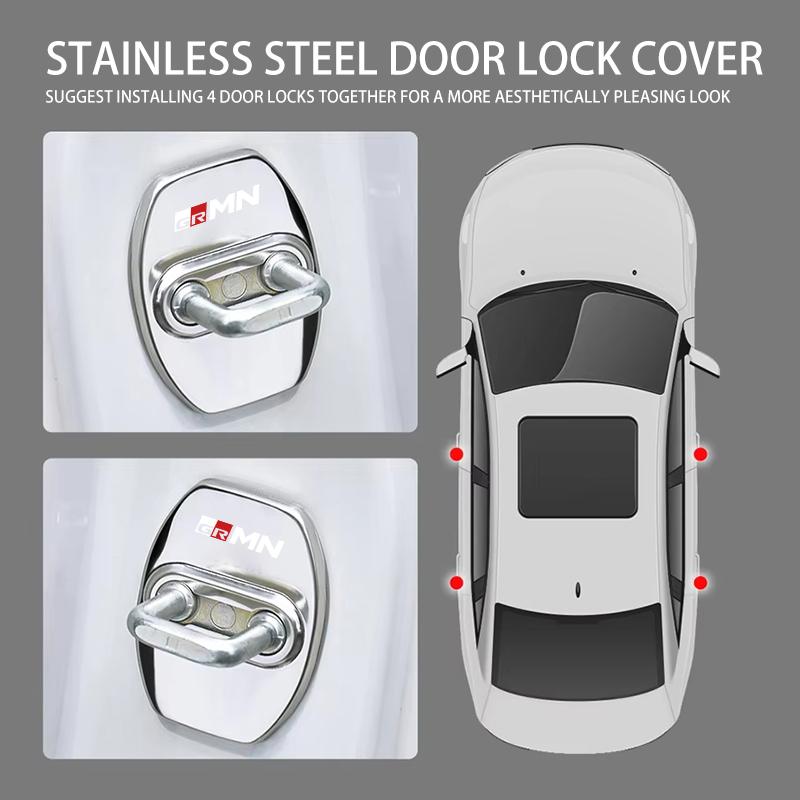 For Toyota 4Pcs Car Door Lock Cover Stainless Steel Protection Accessories GR Yaris Corolla Prius Aqua Vios Mirai Hilux Auris