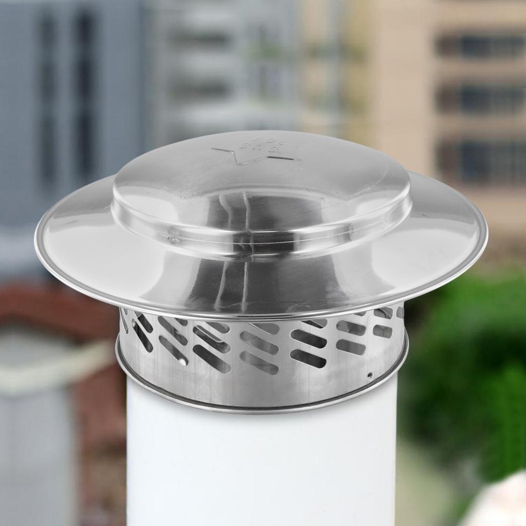 Stainless Steel Chimney Cap Roof Vent Rain Cover Chimney Cap Exterior Wall Fresh Air Outlet Roof Pipe Exhaust Hood