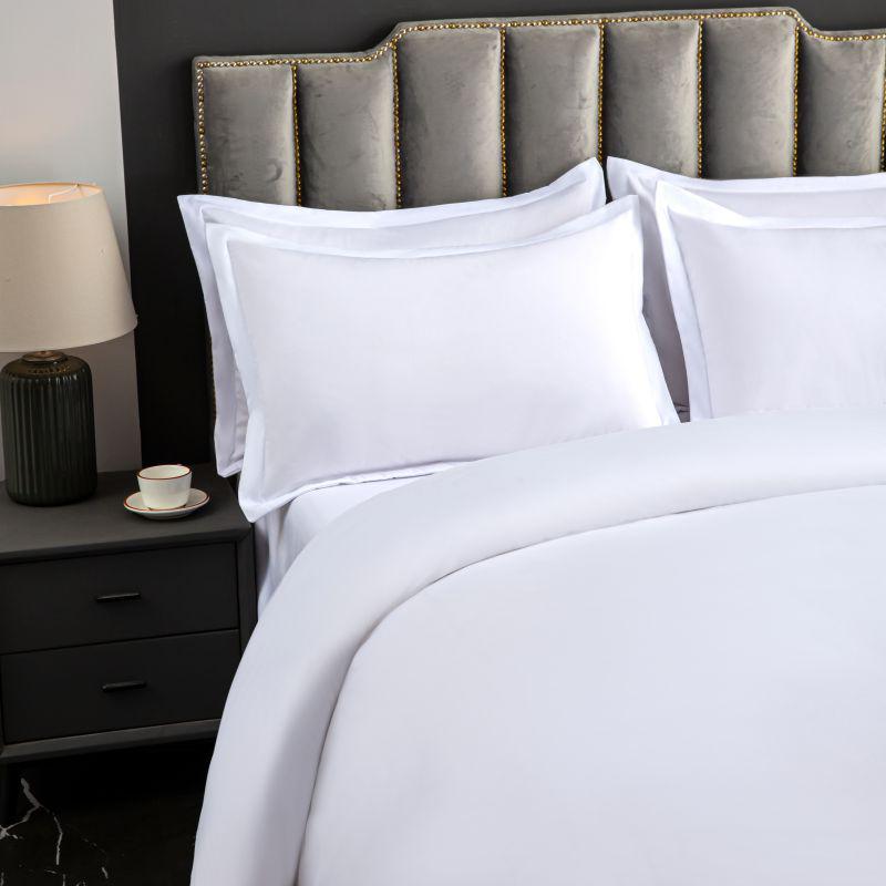 Pure White 3-Piece Hotel Linen Set: Thick Bed Sheet & Duvet Cover for Homestay