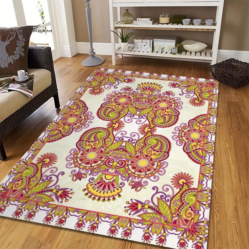 

Этнический цветочный дизайн ковров гостиная ковер для спальни мягкие ковры в стиле бохо большой цветочный ковер машинная стирка нескользящий дверной коврик 40X60cm-16x24in