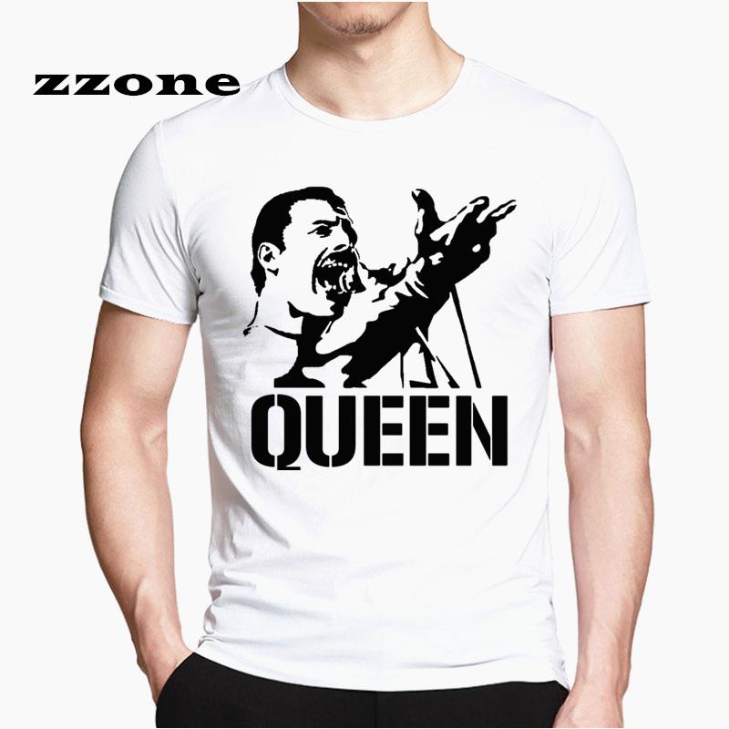 Freddie Mercury The Queen Band T -Shirt Mens Hip Hop Rock Hipster T