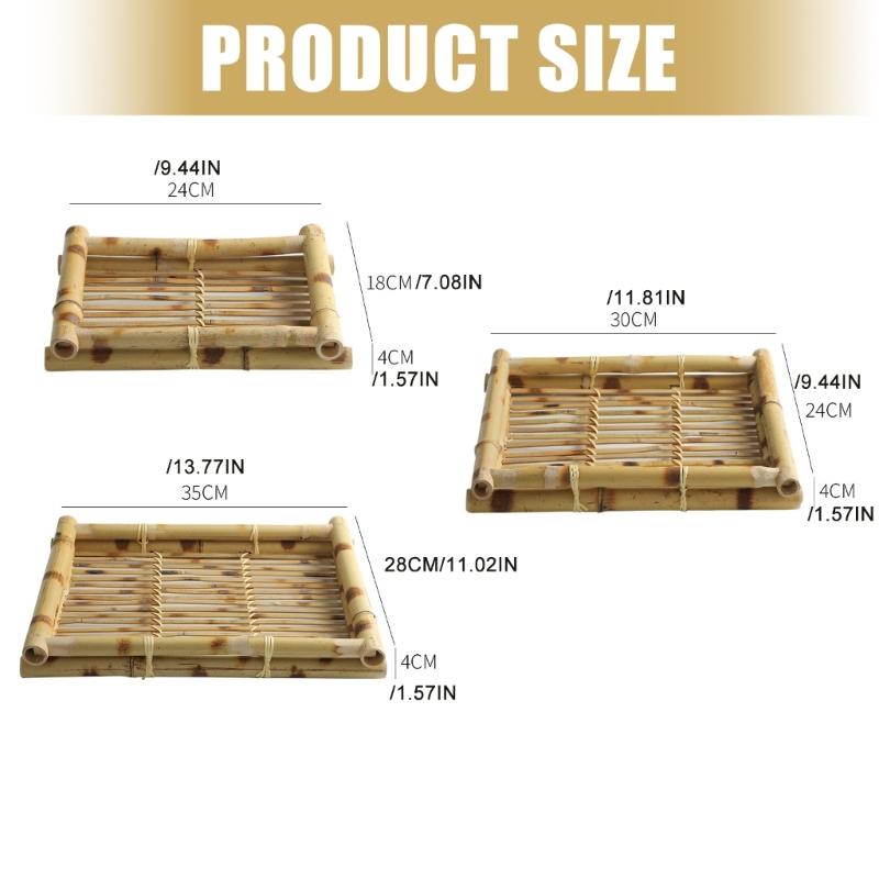 Handwoven Bamboos Serving Tray For Restaurants Hotels And Family Gatherings Sturdy Easy To Cleaning