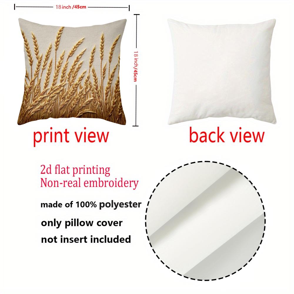 1 pillowcase 2D flat printing Wheat Ear Pattern 2D Printed Cushion Covers Polyester pillowcase sofa decorative cushion cover