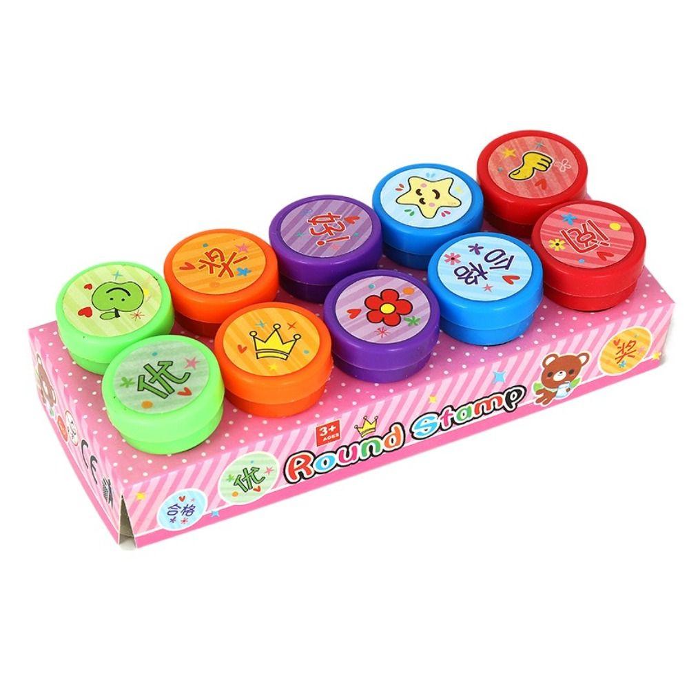 10/12/26Pcs Self-ink Children's Self-stamp Set  for Children Treasure Box Prize Birthday Party Gift