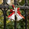 Durable Plastic Base Bell Christmas Ornament with Red Ribbon Bow, Small Jingle Thickened Electroplated Tree Hanging Decoration for Tree, Garland,
