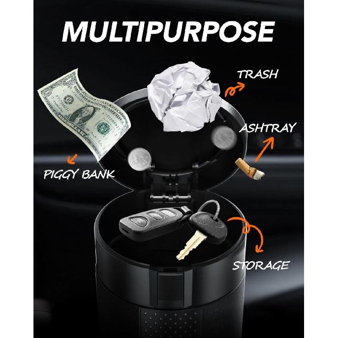 Small Car Trash Can Bin With Lid,Mini Vehicle Leakproof Garbage Can, For Car Cup Holder And Side Door, With 80 Attached Trash Bags