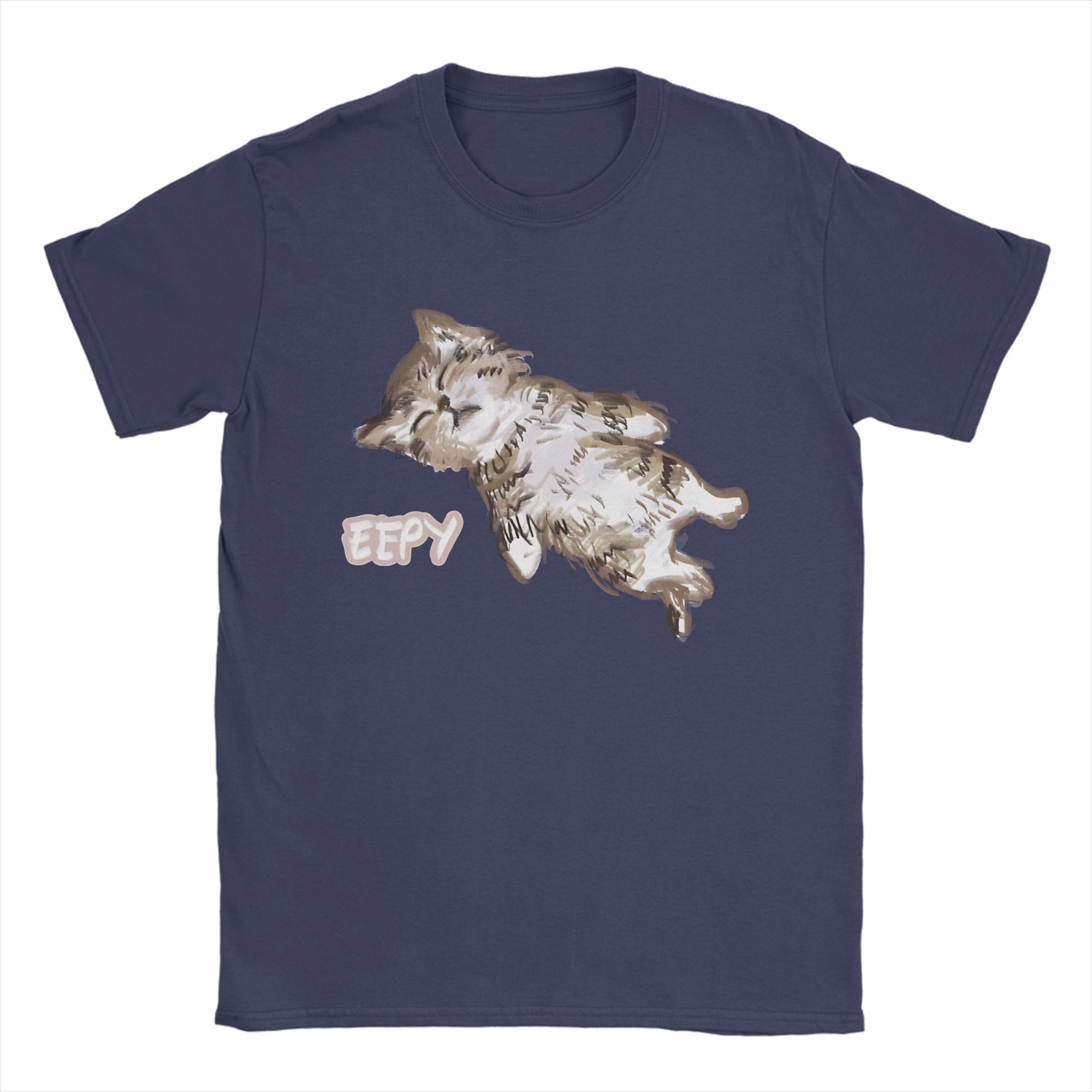 

eepy cat T Shirt Trending T-Shirts Short Sleeve Y2K Basic Tops Summer 100 Cotton O Neck Plus Size Tees 4XL