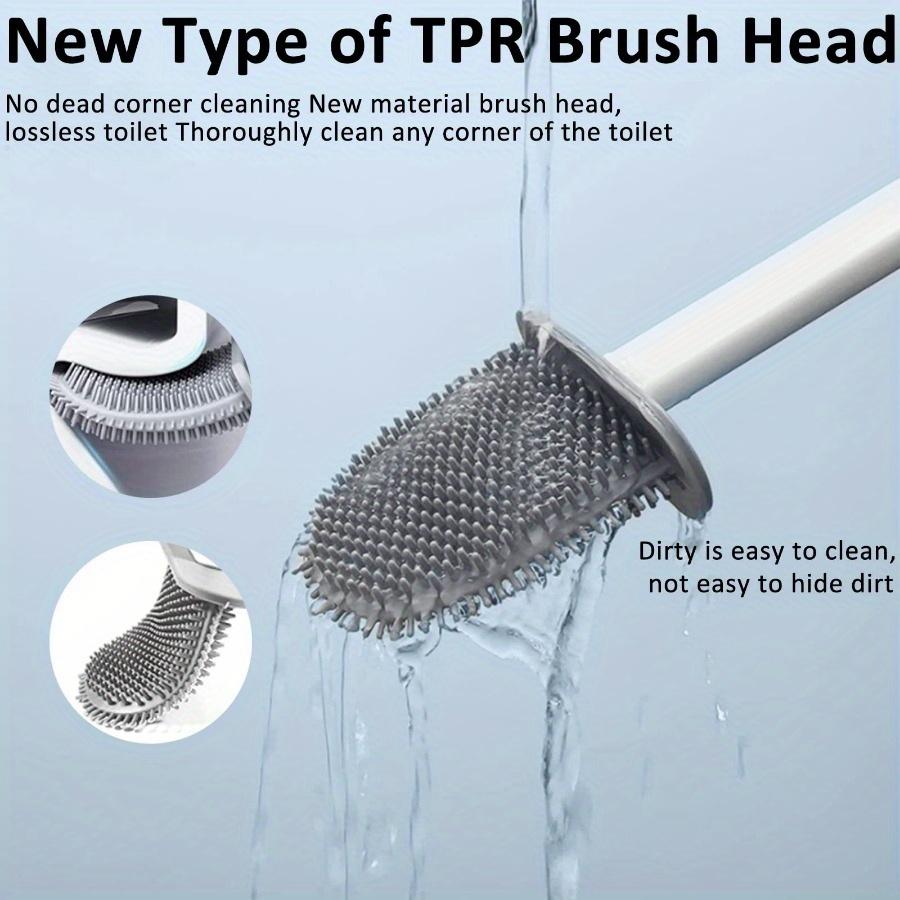 Durable Silicone Toilet Cleaning Brush with Wall-Mounted Storage Box | Flat Head Design for Bathroom,Kitchen Cleaning