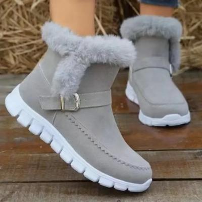 Damen Plateauschuhe aus Wildlederimitat mit Reißverschluss, Schneestiefel, warmes Fell, Plüsch, Winter-Plateau-Stiefelette, weibliche Botas de Mujer