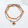 Handmade Bohemian Layered Drop Pendant Necklace Women Floral Zinc Alloy Chain Gold Tone 51-60cm