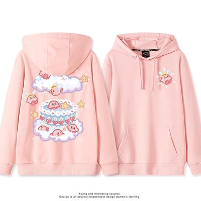 2025 Japanischer Niedlicher Cartoon Star of Kirby Druck Pullover Damen Paare Tragen Kapuzenpullover Locker Tide Paar Schule Pullover