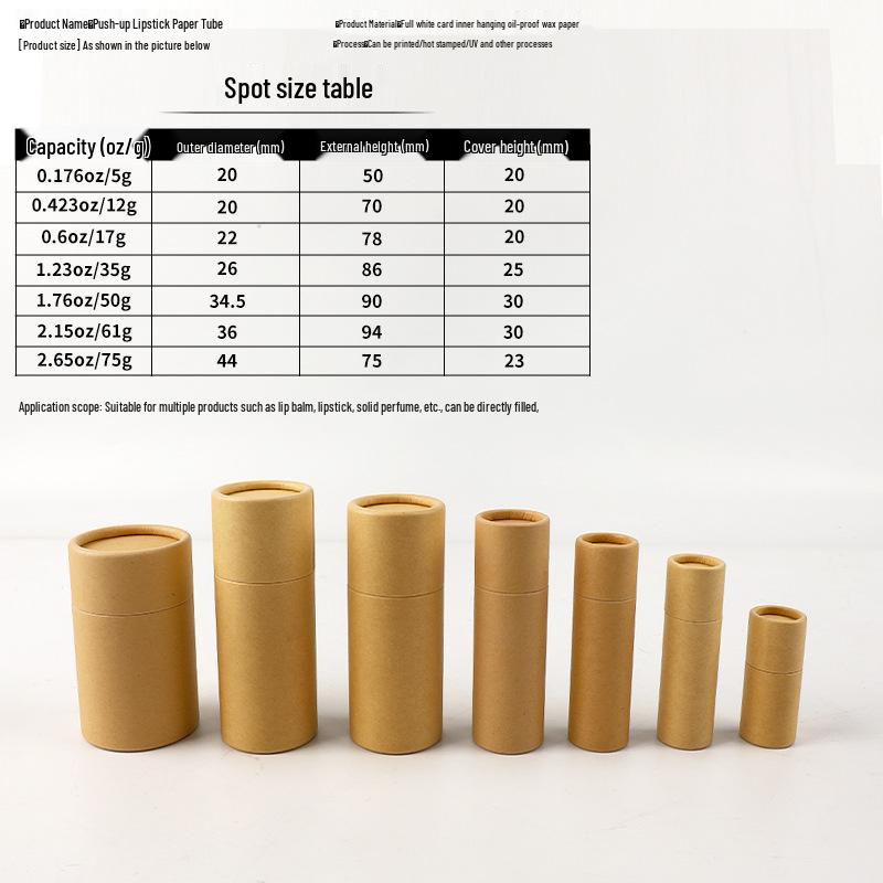 FSC Biodegradable Lipstick Push-Up Balm & Deodorant Paper Tube Packaging