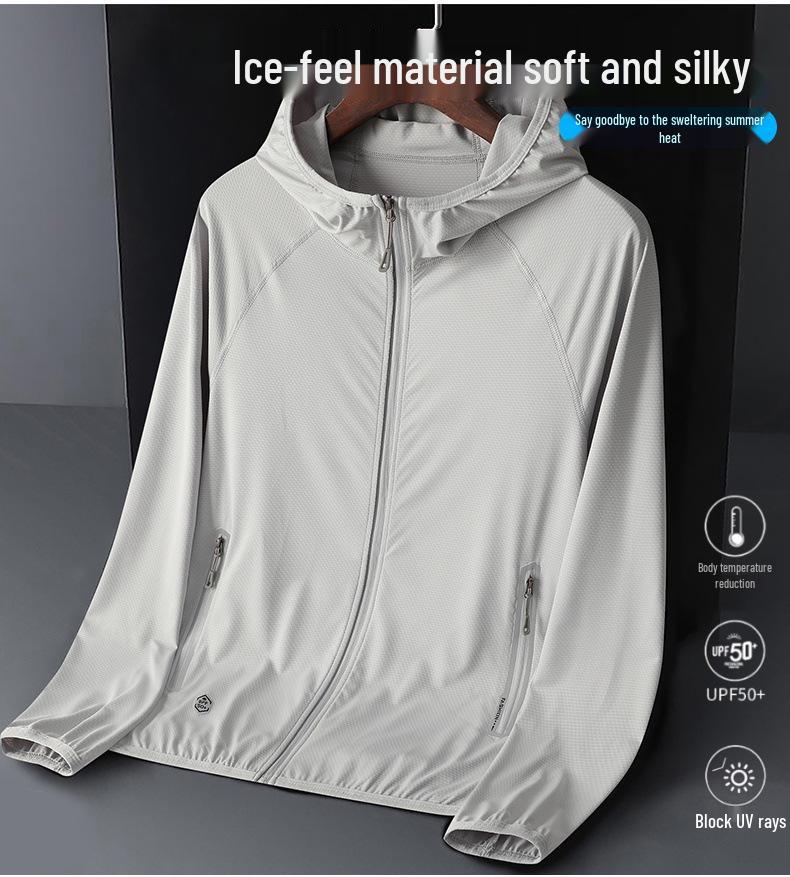 Unisex Summer Ice Silk Sun Protection Hooded Jacket for Outdoor Sports & Fishing