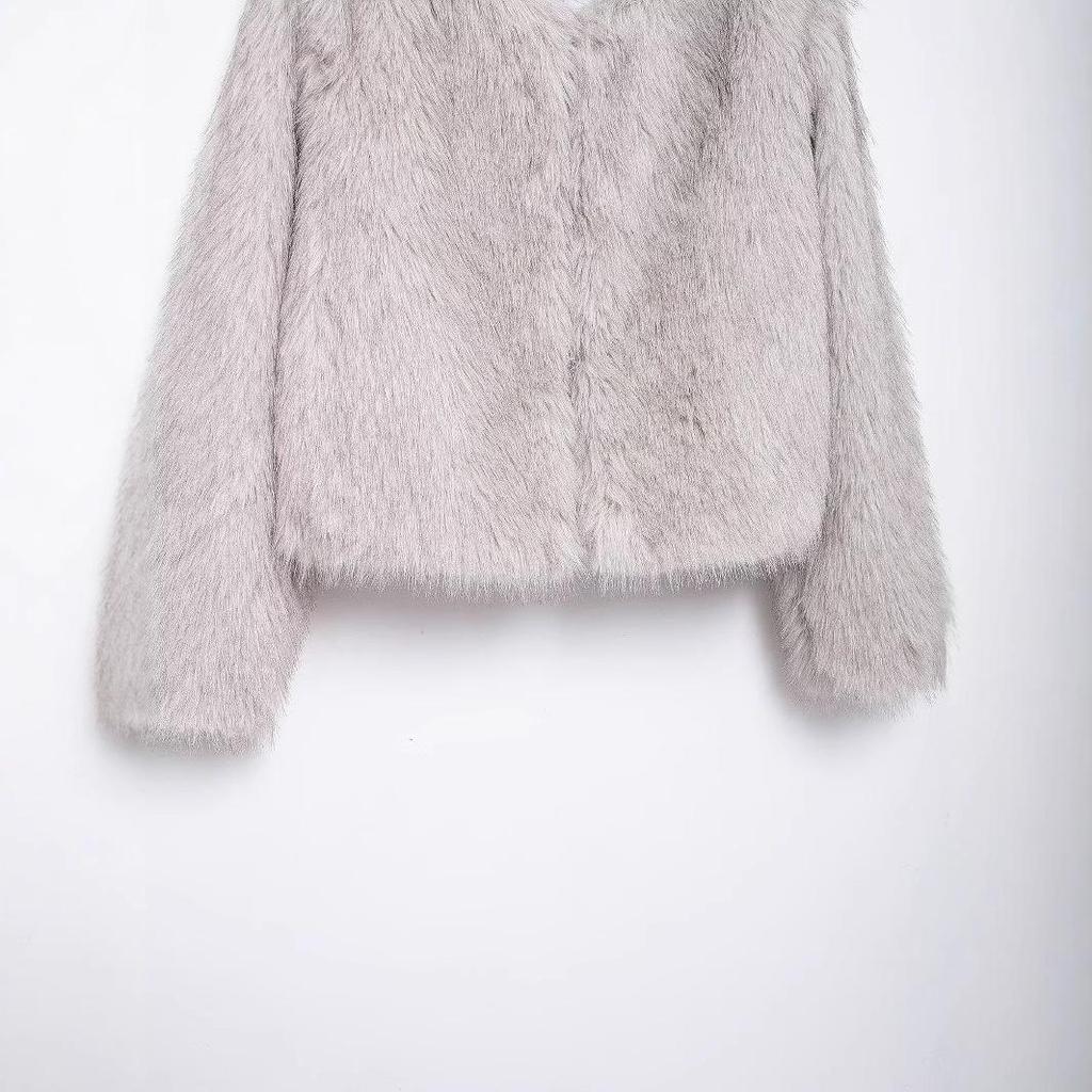 2024 Autumn Women's European & American Style Faux Fur Jacket Coat