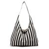 Small fresh striped handbag shoulder large capacity casual bag new women's bag messenger bag bucket bag