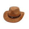 Ethnic Wind Roll Brim Top Hat, European, American And Western Cowboy Hat, Tibetan Warped Edge Bull Head Accessories, Men And Women Wholesale Sunscreen